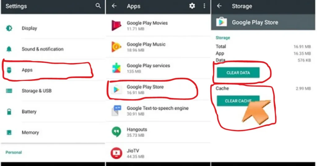 Google Play Store's Cache and Data